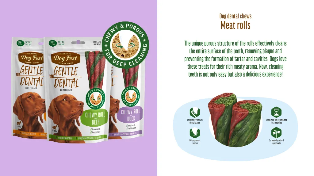 Dog Fest Dental Treats For Adult Dogs -Chewy Roll - Beef 100g.webp