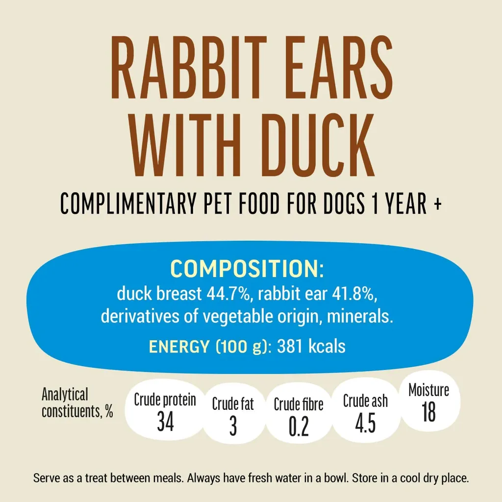 Dog Fest Rabbit Ears With Duck For Adult Dogs - 90g (3.17oz)[Weight - 90g].webp