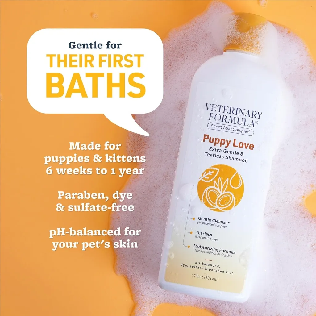 Synergy Labs Veterinary Formula Solutions Puppy Love Extra Gentle & Tearless Shampoo 17oz - 503ml (1).webp