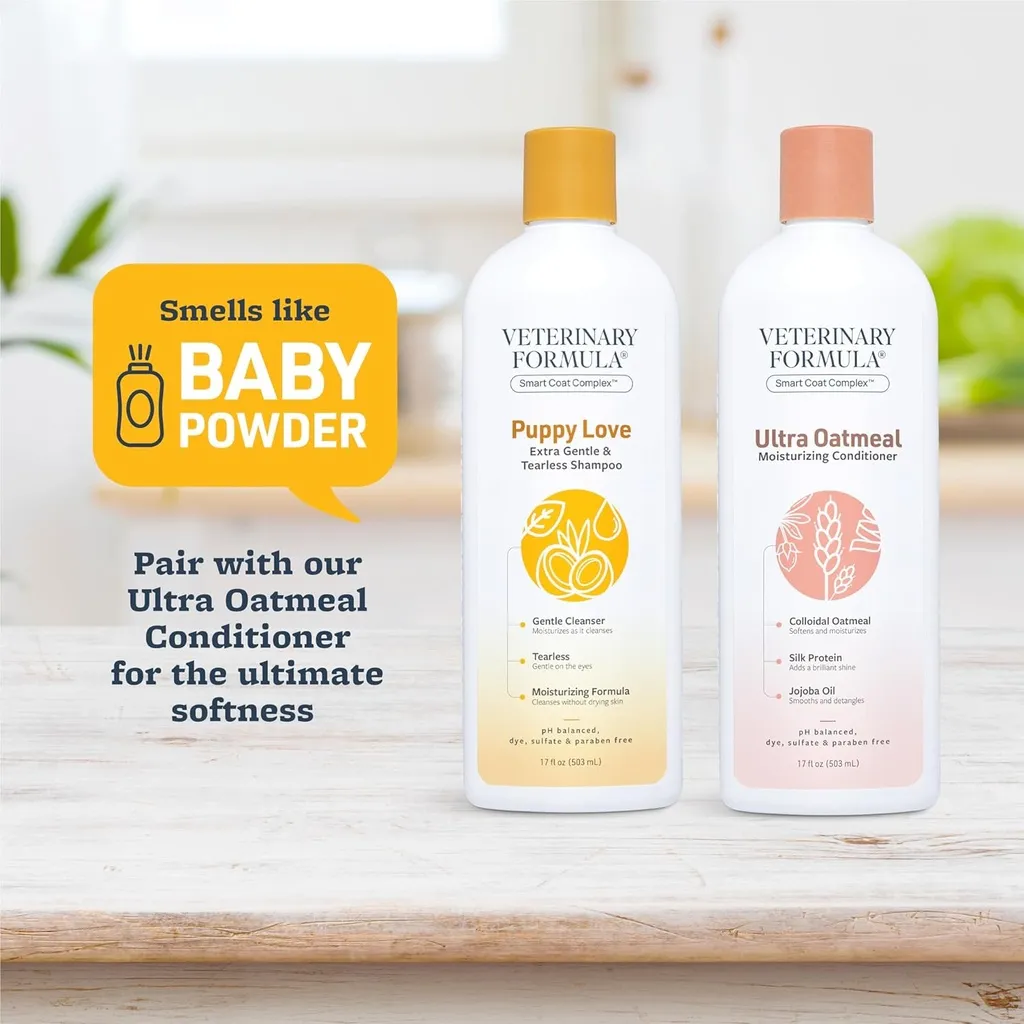 Synergy Labs Veterinary Formula Solutions Puppy Love Extra Gentle & Tearless Shampoo 17oz - 503ml (4).webp