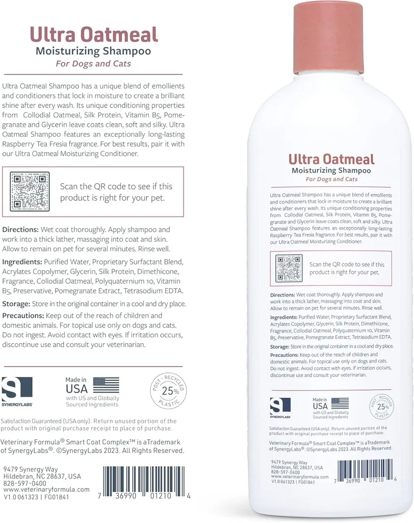 Synergy Labs Veterinary Formula Solutions Ultra Oatmeal Moisturizing Shampoo 17oz - 503ml (5).webp