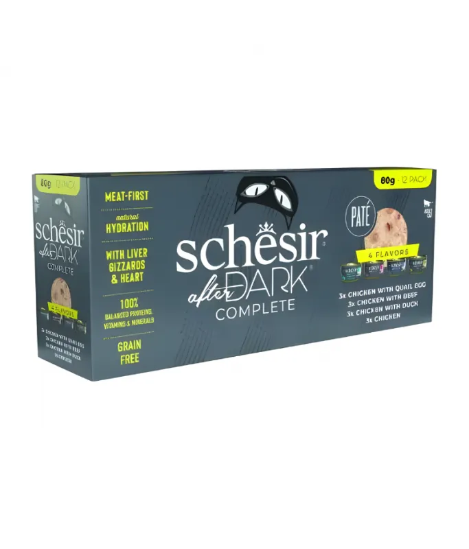 [SCINV21149904] Schesir After Dark In Pate' Variety Pack For Cat 960g (80g x12 Cans) - 4 Flavors ( 3 Cans Each Flavor).webp