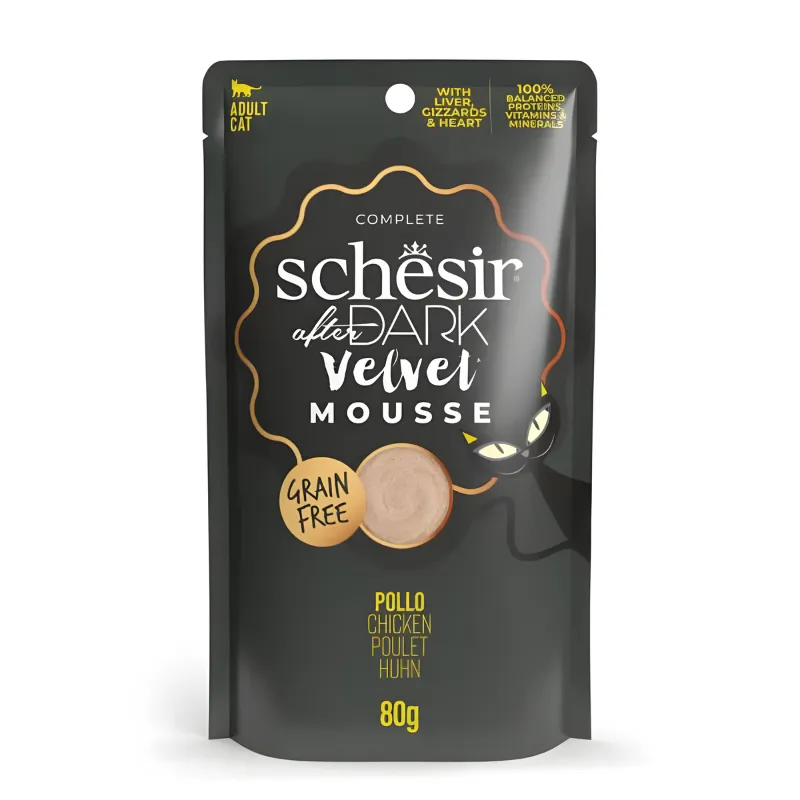 Schesir After Dark Velvet Mousse In Broth Variety Pack For Cat 960g (80g x12 Pouch) - 4 Flavors ( 3 Pouch Each Flavor) (8).webp