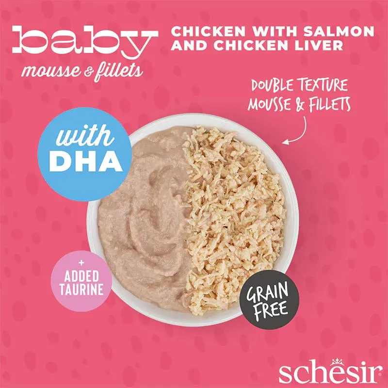 Schesir Baby Cat Can Multipack Mousse & Fillets - Chicken With Salmon & Chicken Liver 165g (3 Cans x55g) (3).webp