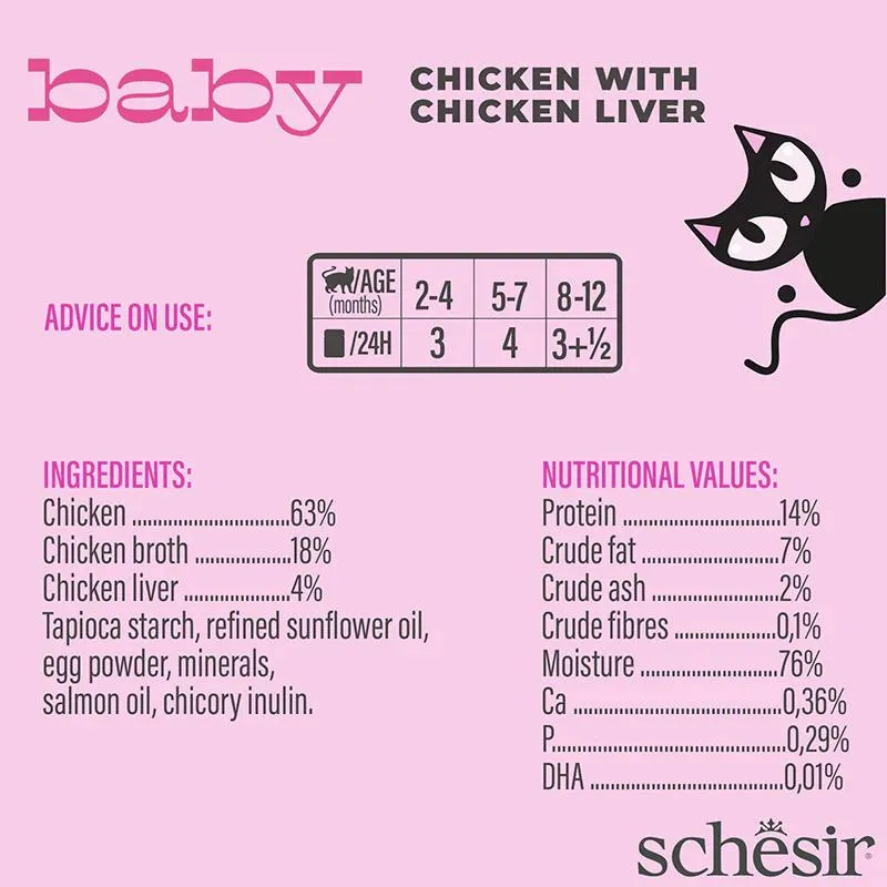 Schesir Baby Kitten Wholefood - Chicken With Chicken Liver 70g (Min Order- 12 Cans) (1).webp