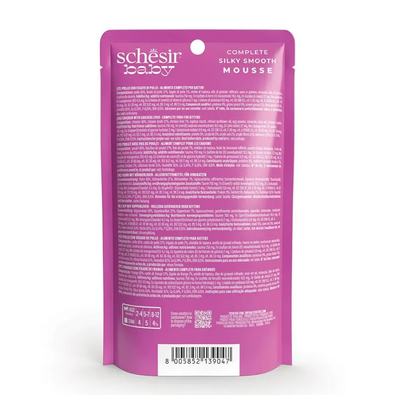 Schesir Baby Mousse Kitten - Chicken With Chicken Liver 70g (Min Order- 12 Pouch) (1).webp