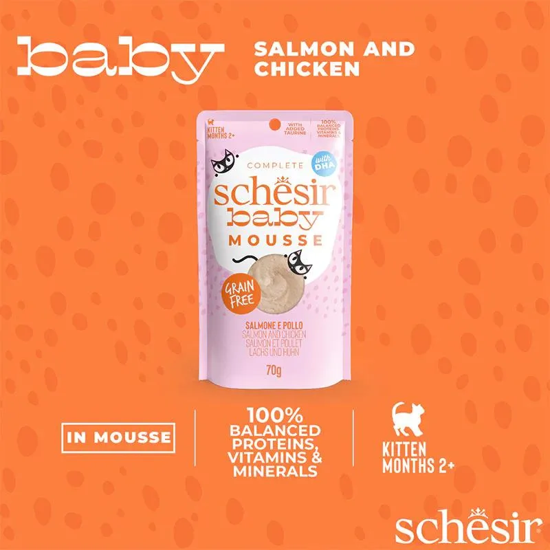 Schesir Baby Mousse Kitten - Salmon And Chicken 70g (Min Order- 12 Pouch) (4).webp