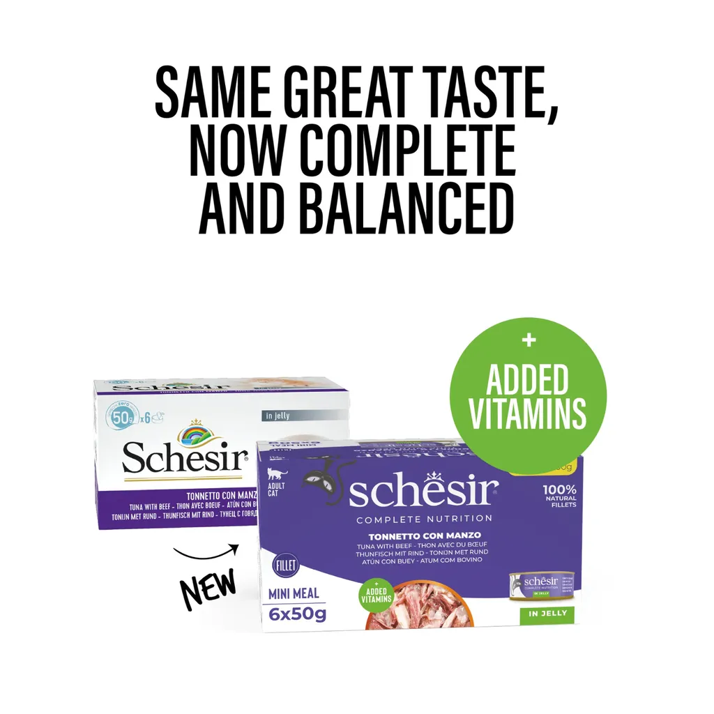 [SCPST21121104] Schesir Complete & Balanced Nutrition Wet Cat Food in Jelly Can[Multi pack]- Tuna With Beef-(6X50g).webp