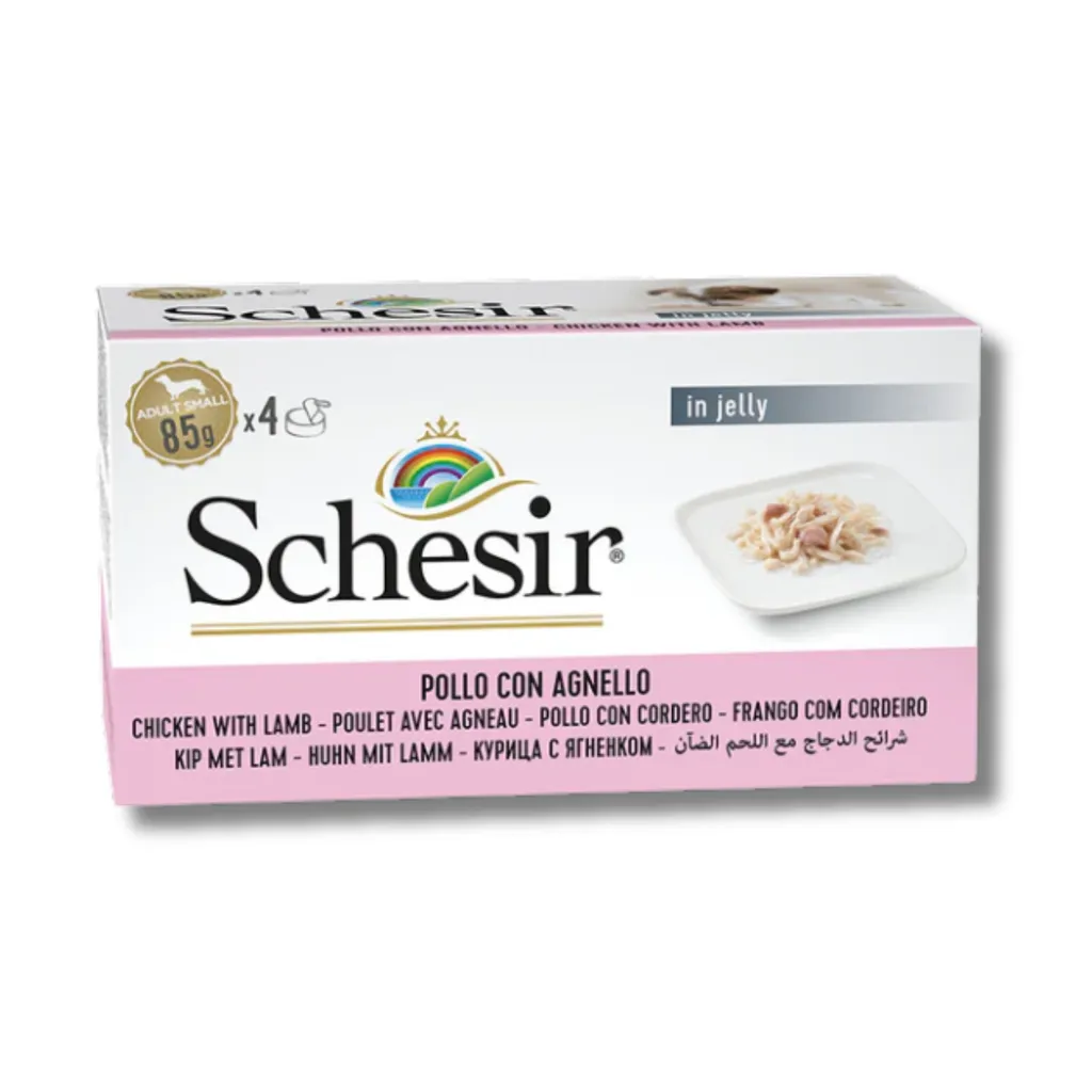 Schesir Dog Multipack Wet Food 85g x 4 Cans Chicken Fillets with Lamb
