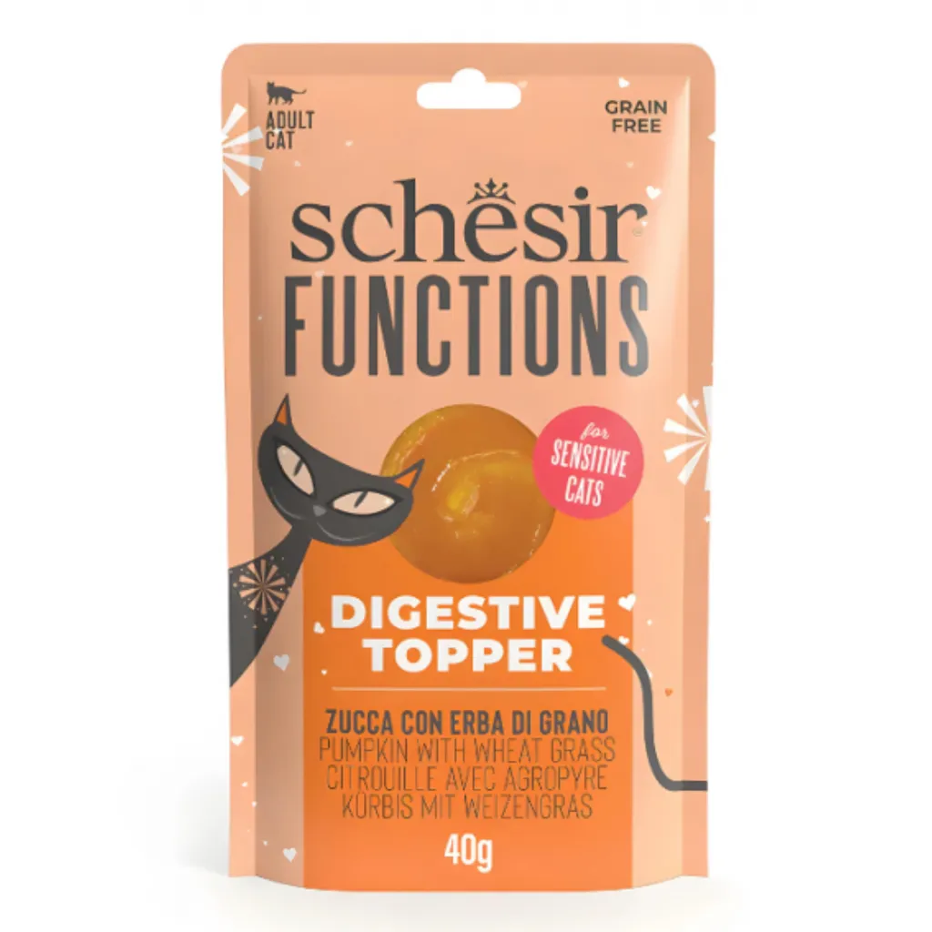 Schesir Functions Cat Digestive Topper 40g Pumpkin with Wheat Grass