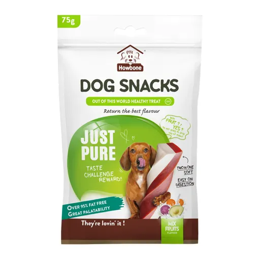 Howbone Just Pure Twin Stix Dog Snacks 75g Mix Fruits