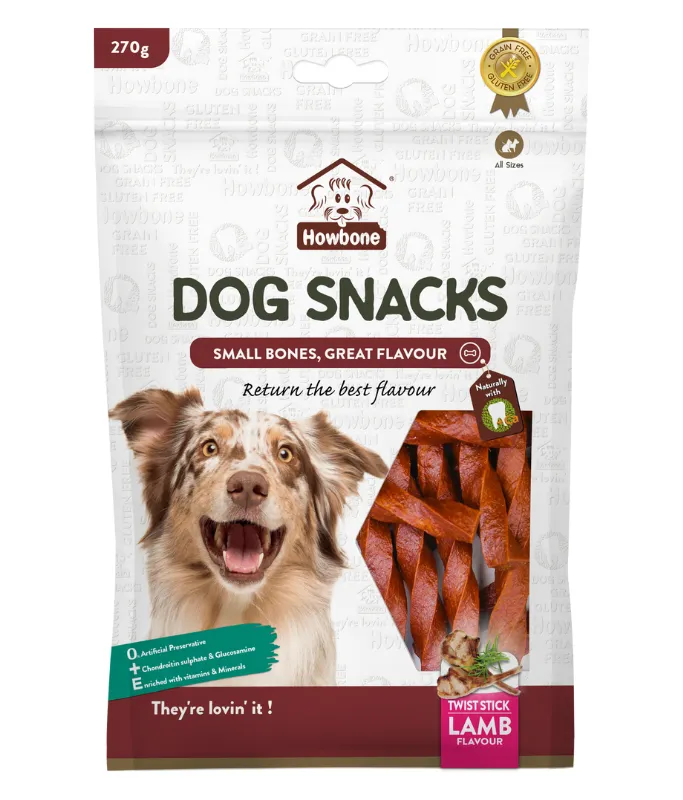 Howbone Dog Snacks Twist Sticks 270g Lamb Flavour