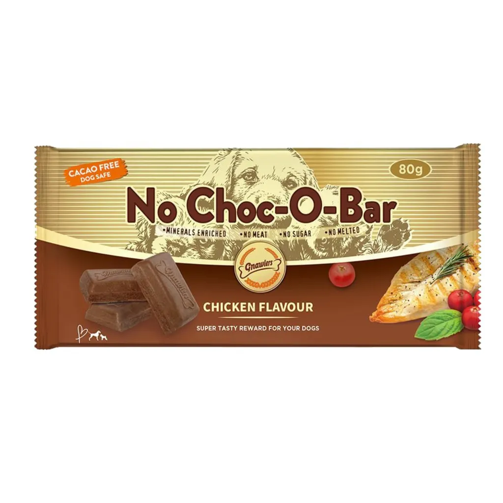Gnawlers No Choc-O-Bar Chicken Flavor for Dogs 80g (Cacao Free)
