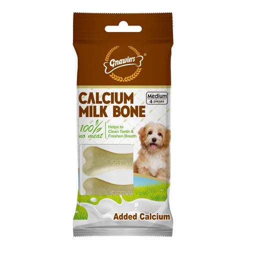 Gnawlers Calcium Milk Bone Medium-Snack for Dogs- 4pcs/pack 90g