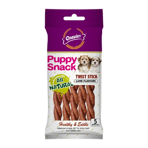 Gnawlers Puppy Snack Twist Stick 80g 5pcs/pack Lamb Flavor