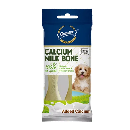 Gnawlers Calcium Milk Bone 4" Large-Snack for Dogs 2pcs/pack 110g