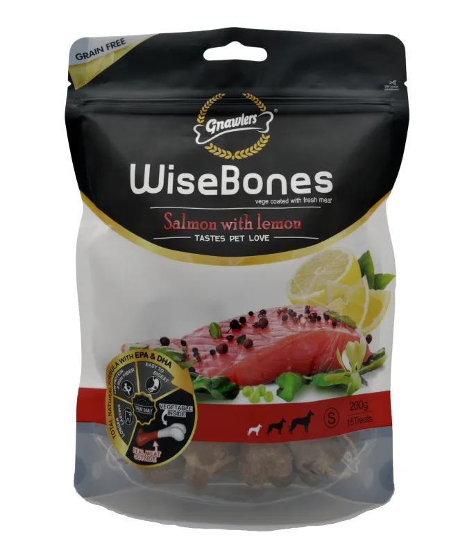 Gnawlers Wisebones 200gm Salmon with Lemon 15pcs/Pack SMALL