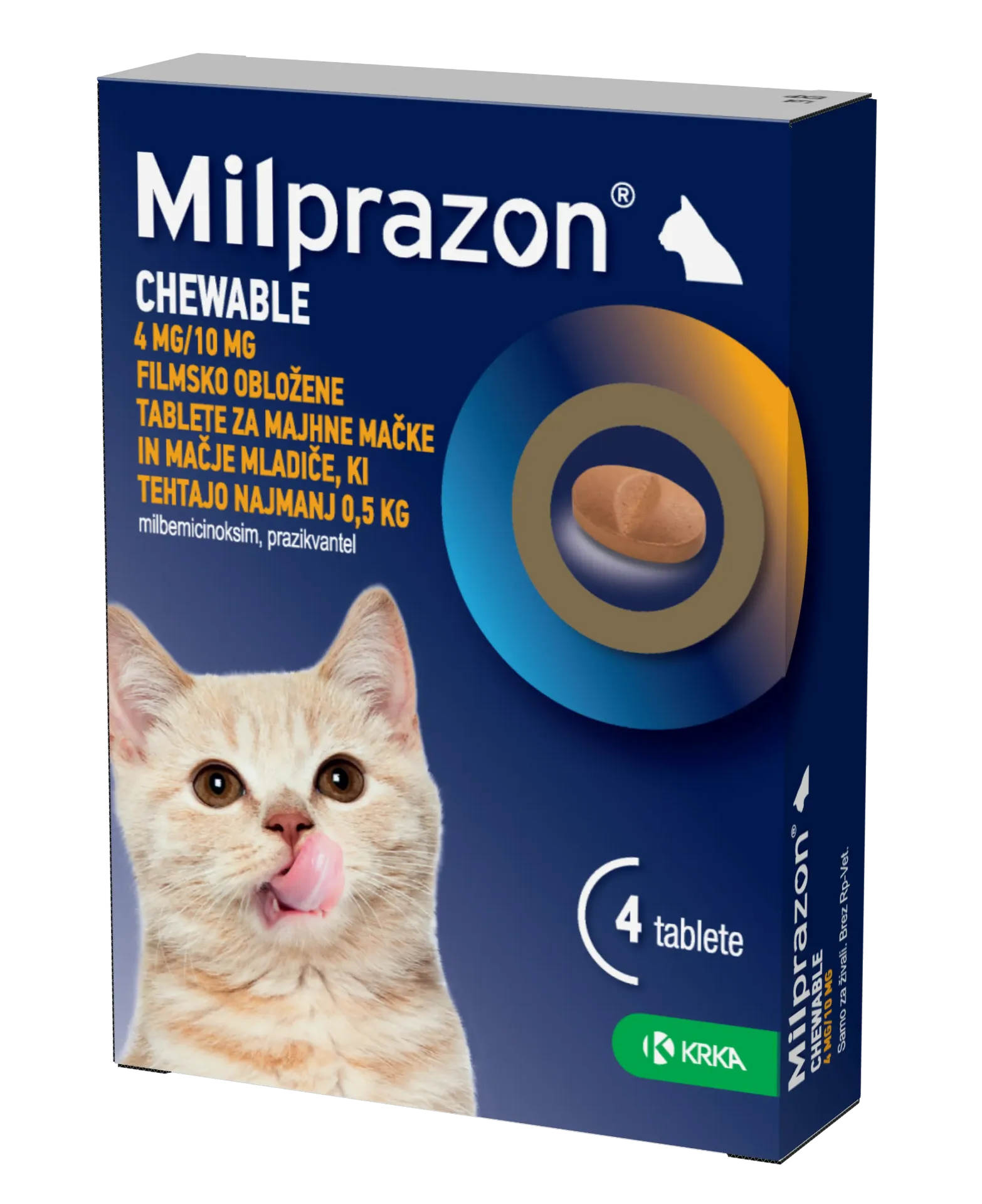 KRKA Milprazon® Chewable 4 mg/10 mg Film Coated Tablets for Small Cats & Kittens 4 Tablets