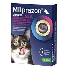 KRKA Milprazon® Chewable 16 mg/40 mg Film Coated Tablets for Cats 4 Tablets