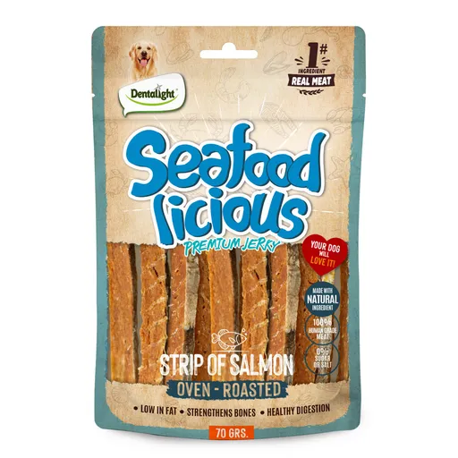 Dentalight Seafood Licious Jerky Treats for Dogs 70g Strip of Salmon