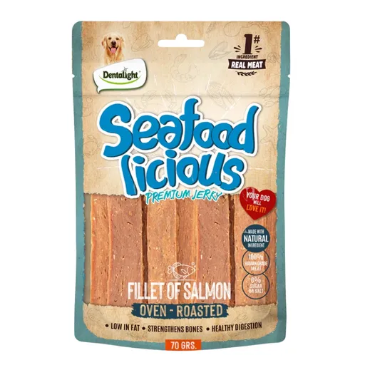 Dentalight Seafood Licious Jerky Treats for Dogs 70g Fillet of Salmon