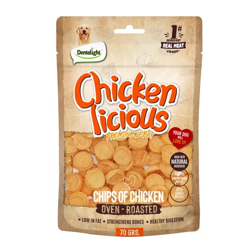 Dentalight Chicken Licious Jerky Treats for Dogs 70g Chip of Chicken