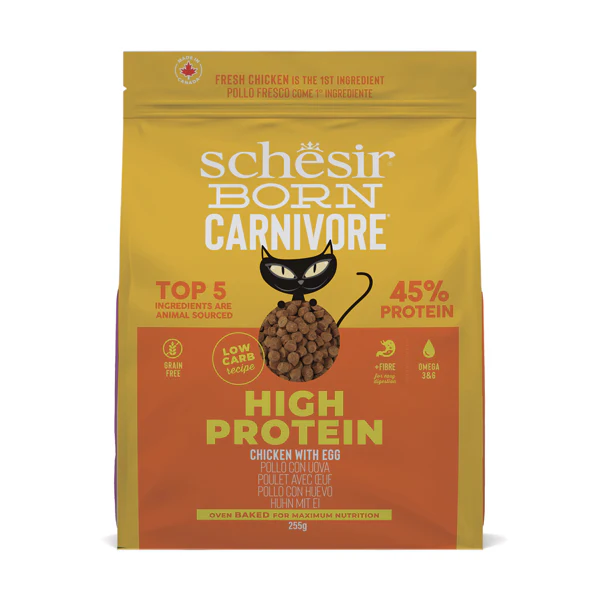 Schesir Born Carnivore Grain Free Oven Baked Dry Food [High-Protein] For Cat 255g Chicken&Egg
