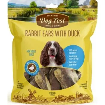 Dog Fest Rabbit Ears With Duck for Adult Dogs 500g