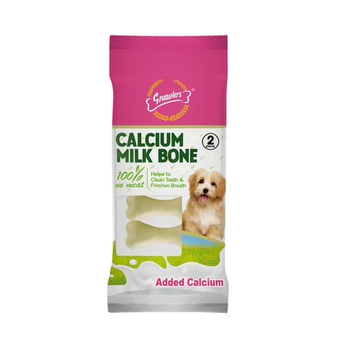 Gnawlers Calcium Milk Bone 2" Small-Snack for Dogs 18g 2pcs/pack