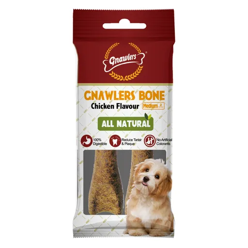 Gnawlers Bone 4.5" Medium-Snack for Dogs 90g Chicken 2pcs/pack