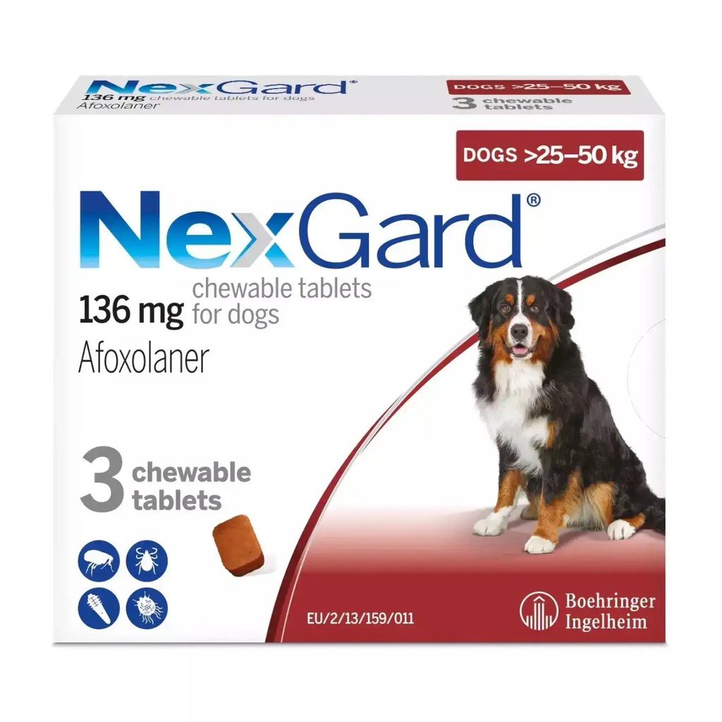 BOEHRINGER INGELHEIM Nexgard For Dogs 136 mg 25-50 kg 3 Tablets