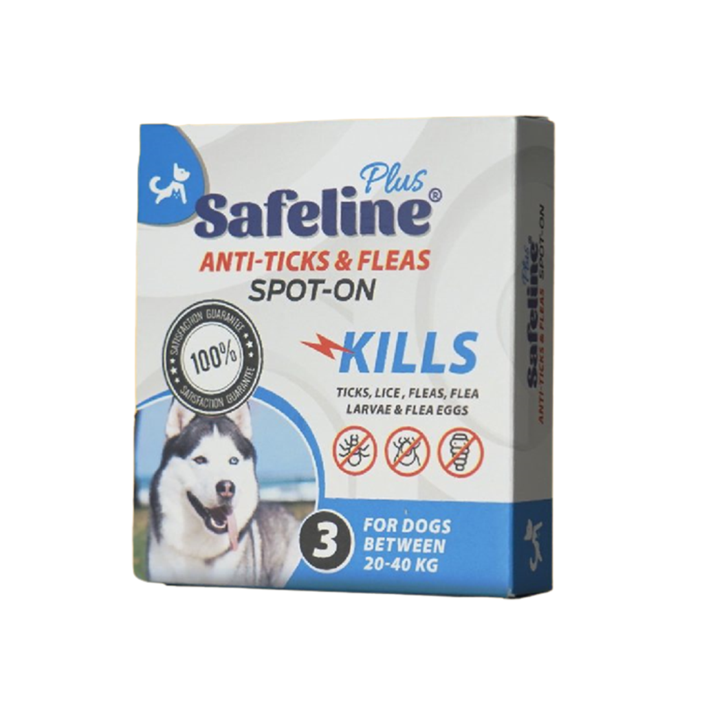 ELITE | SAFELINE ANTI-FLEAS & TICKS SPOT-ON - Dog (3) | 4 ampoules
