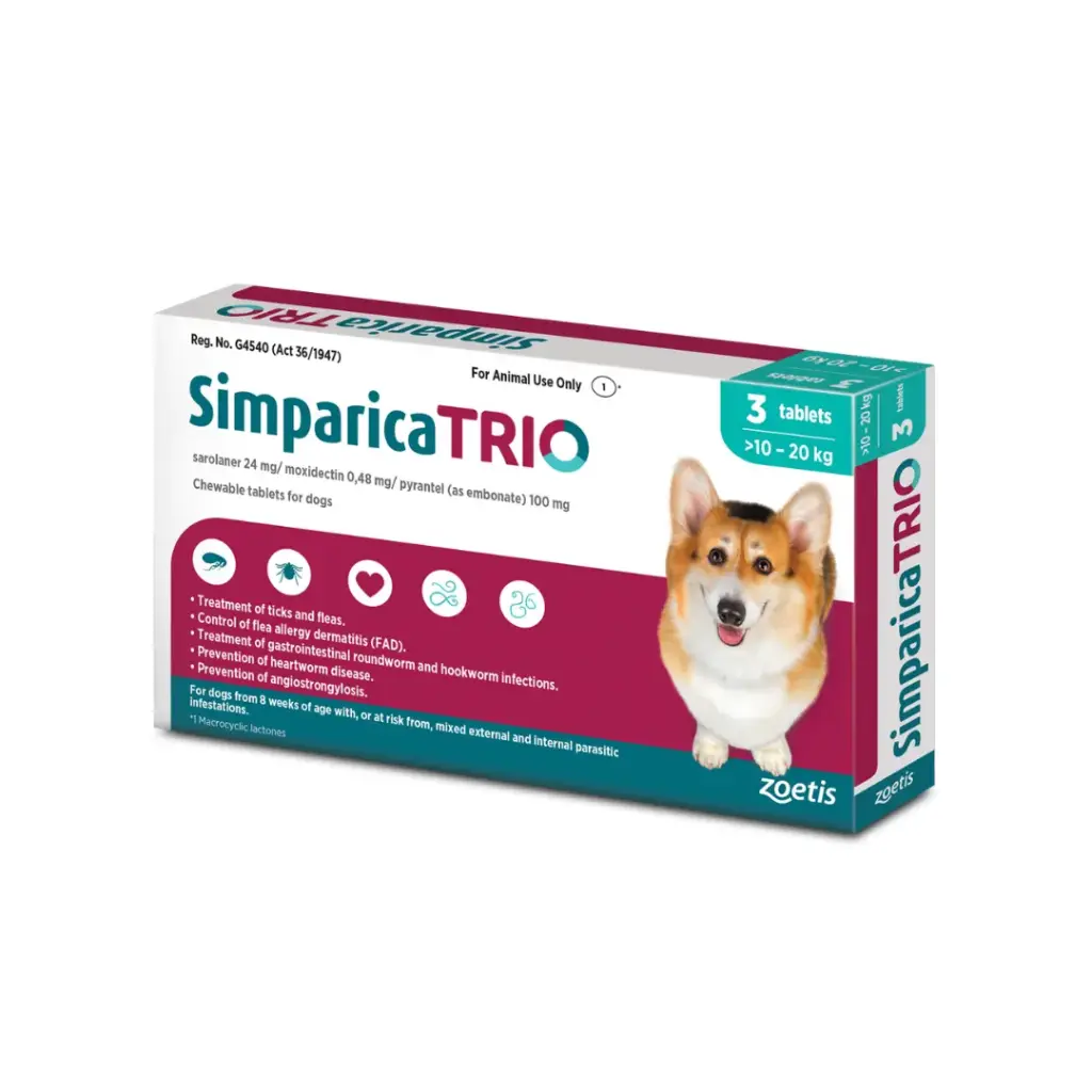 ZOETIS | SIMPARICA TRIO 10-20 kg | 6 tablets