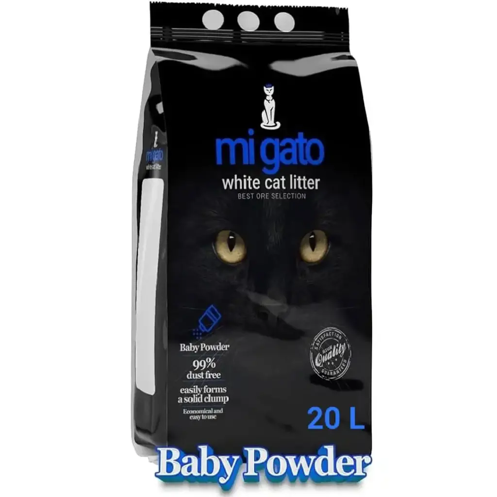 MI GATO White Cat Litter Baby Powder 20 L (Egypt Stock)