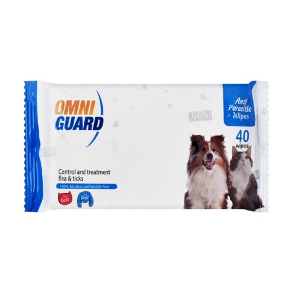 OMNIMAX Omniguard Anti Parasitic Wipes Blue 40 pieces (Egypt Stock)