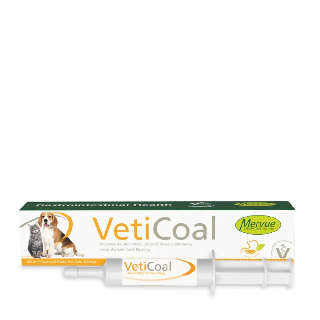 MERVUE VETICOAL Charcoal PASTE 30 ml Natural Detoxification for Dog and Cat