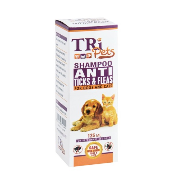 TRI PETS Anti Ticks & Fleas Shampoo 125 ml (Egypt Stock)