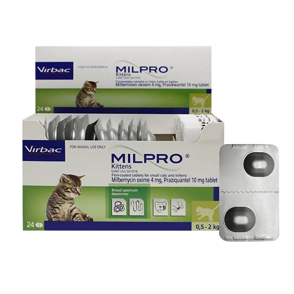 VIRBAC Milpro Dewormer For Kittens 0.5-2 kg 2 Tablets