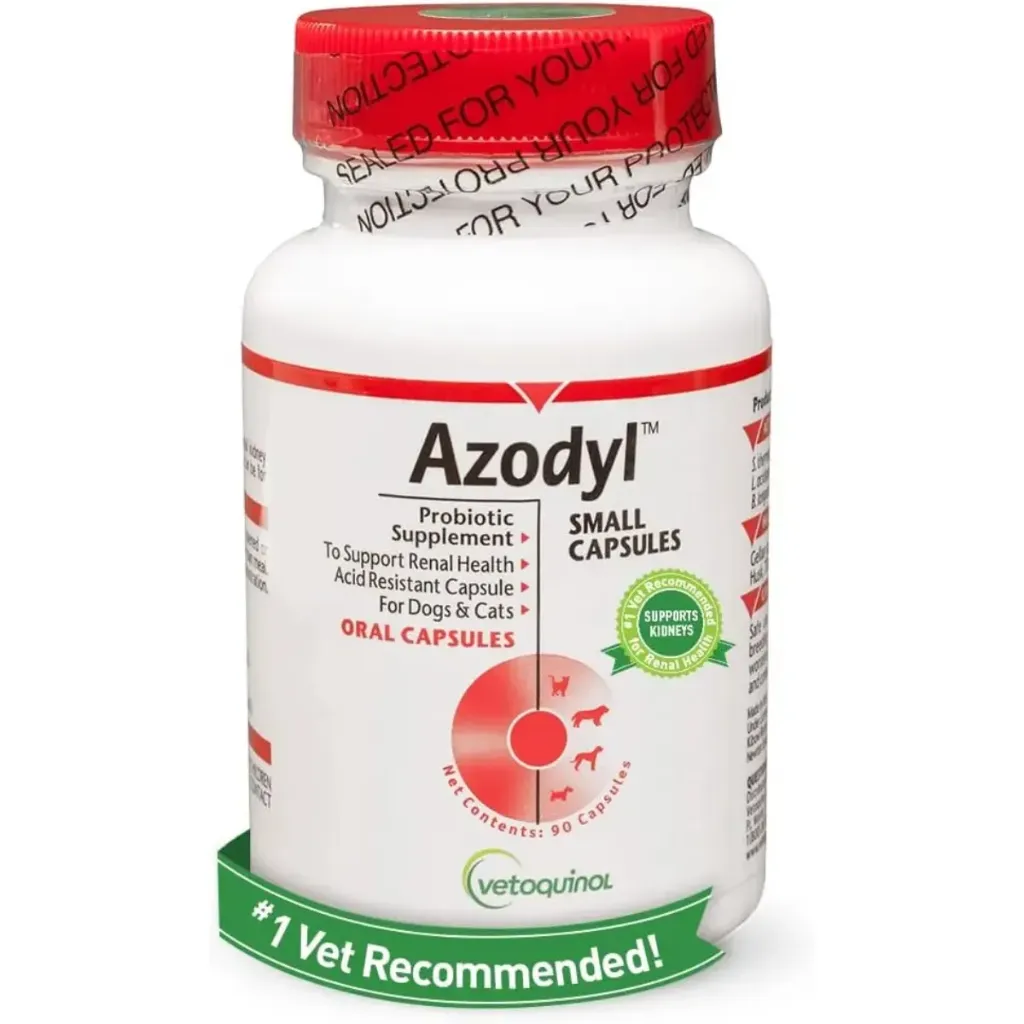 VETOQUINOL Azodyl 90 Capsules Probiotic, Acid Resistanct To Support Renal Health For Dogs & Cats