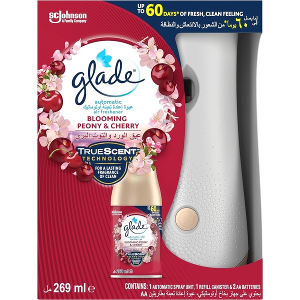 SC Johnson | Glade | Automatic Air Freshener | Blooming PEONY & CHERRY | 269 ml