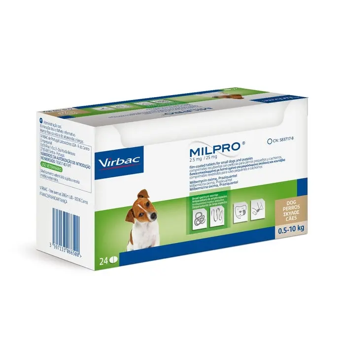 VIRBAC | Milpro WORMS | Small Dog |2.5/25mg | .5-10kg | 1 Tablet (only for varmacy)