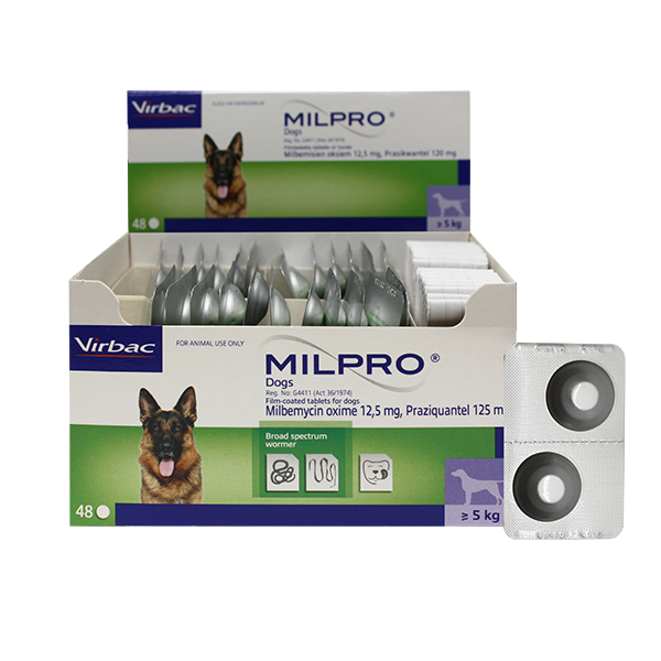 VIRBAC | Milpro Worms | Large Dog |12.5/125mg | Over 5 kg | 1 Tablet (only for varmacy)
