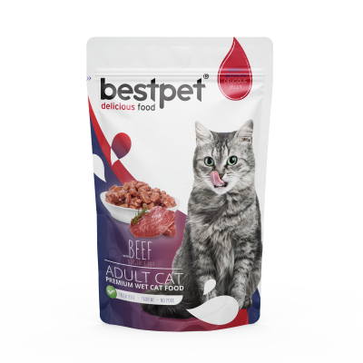 BESTPET Adult Cat Beef In Jelly Pouch 85 gm
