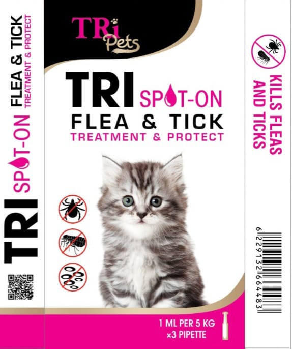 TRI PETS Tri Spot-On Cats 3 Doses (Egypt Stock)