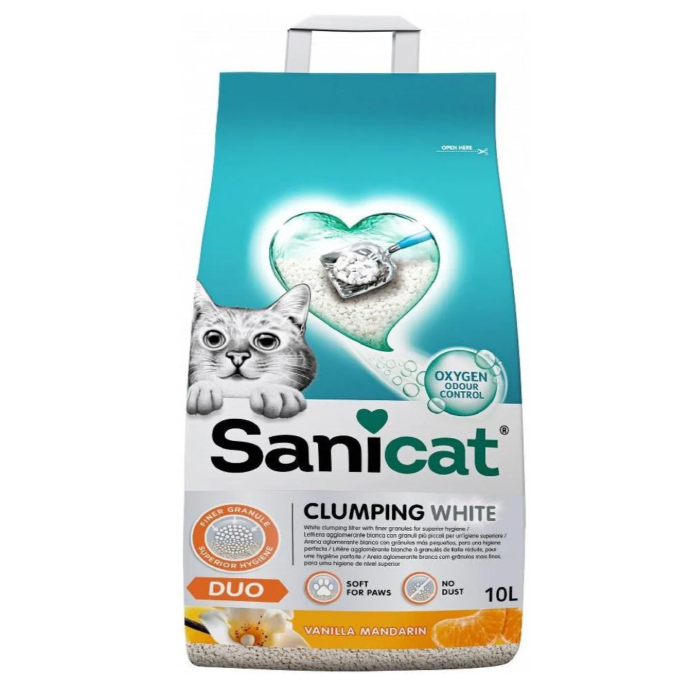 SANICAT | CLUMPING WHITE DUO -VANILLA MANDARIN | 10 L (Egypt Stock)