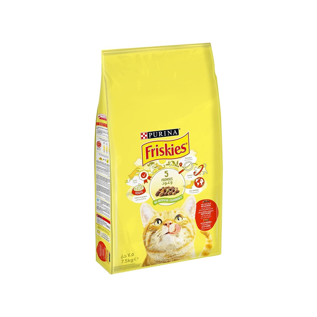PURINA Friskies 5 Promises Cat Beef, Chicken & Vegetables 7.5 kg