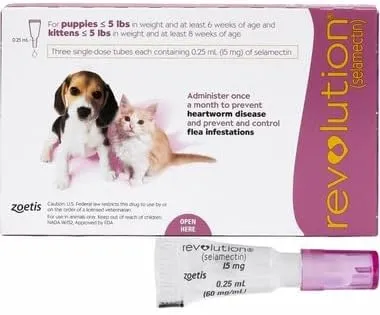 ZOETIS Revolution Puppy & Kitten Pink 15mg Selamectin 0-2.5 kg 3 Doses (UAE Stock, GCC Deliverable, Other Country)