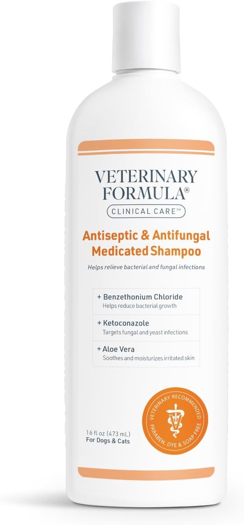 VETERINARY FORMULA Clinical Care Antiseptic and Antifungal Medicated Shampoo for Dogs & Cats 473 Bacterial & Fungal Infections