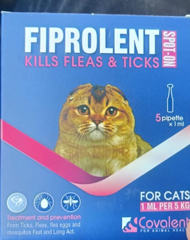 Covalent Fiprolent Anti Ticks & Fleas Cats 5 Ampoules
