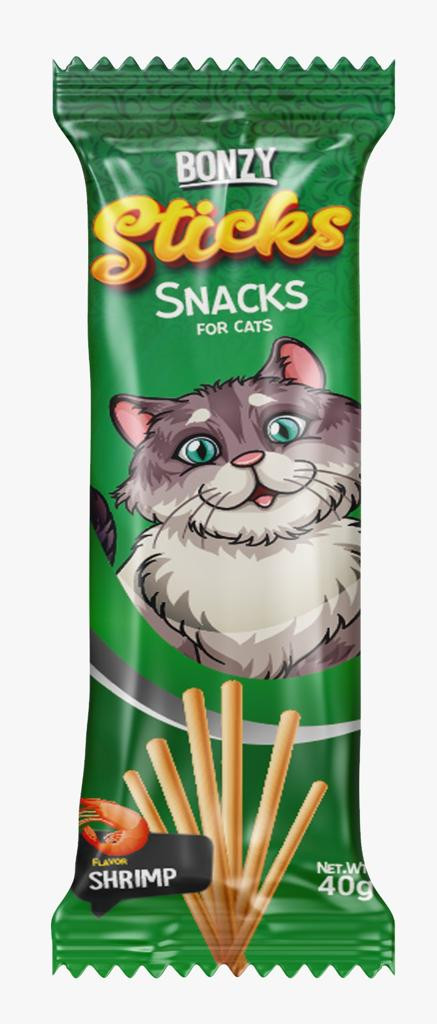 BONZY Sticks Snacks For Cats With Shrimp 40 gm 